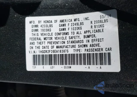 2014 Honda Accord Lx z USA, uszkodzony, nr VIN 1HGCR2F36EA183875